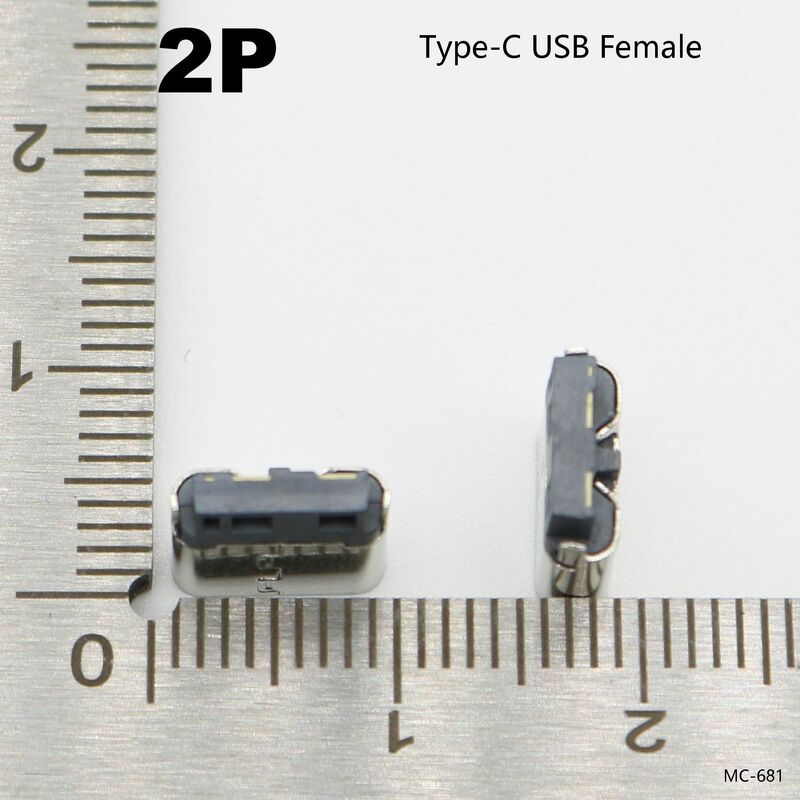 1 pz 2 P tipo-c USB Jack presa di ricarica connettore 2 Pin 2 Pin