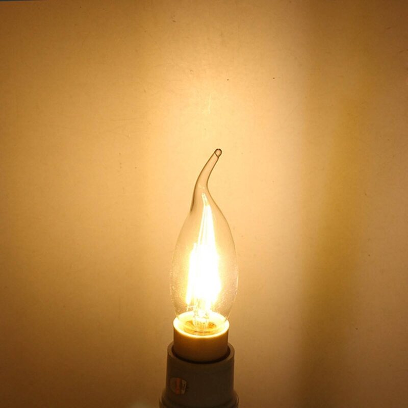 หลอดไฟ LED หรี่แสงได้เอดิสันย้อนยุค4W E12 110V สีขาวอบอุ่นสำหรับเปลี่ยนหลอดไฟคริสตัล