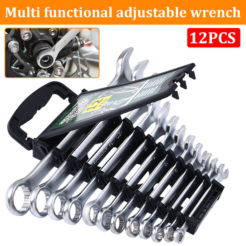 Ratcheting Combination Wrench Set Multifunctional Adjustable Dual-purpose Wrench Set for Garage,Home DIY, Repair,Maintenance