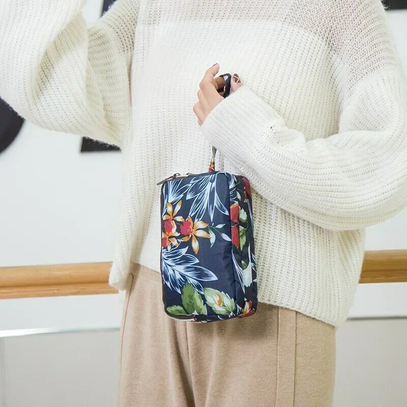 Женская сумка, Холщовый трехслойный Длинный кошелек с принтом, Женский вместительный кошелек для монет с ключами, портативная водонепроницаемая сумка