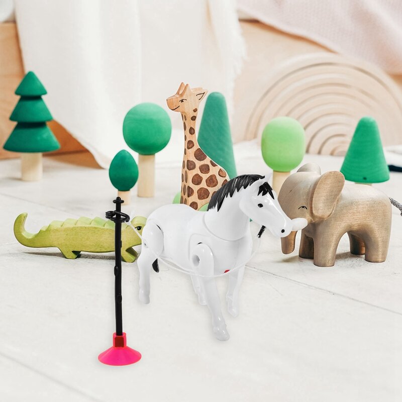 Пластиковая электрическая лошадь вокруг ворса, круглая игрушка, фигурка, игрушки, электрическая пластиковая мультяшная лошадь, игрушки вокруг ворса, круглая игрушка
