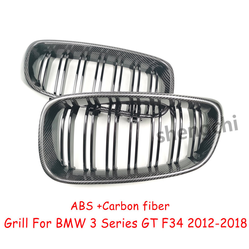 F34 ABS przednia krata zderzaka z włókna węglowego do BMW serii 3 GT F34 318i 320i 328i 330i 335i 340i Grill zamienny 2012-2018