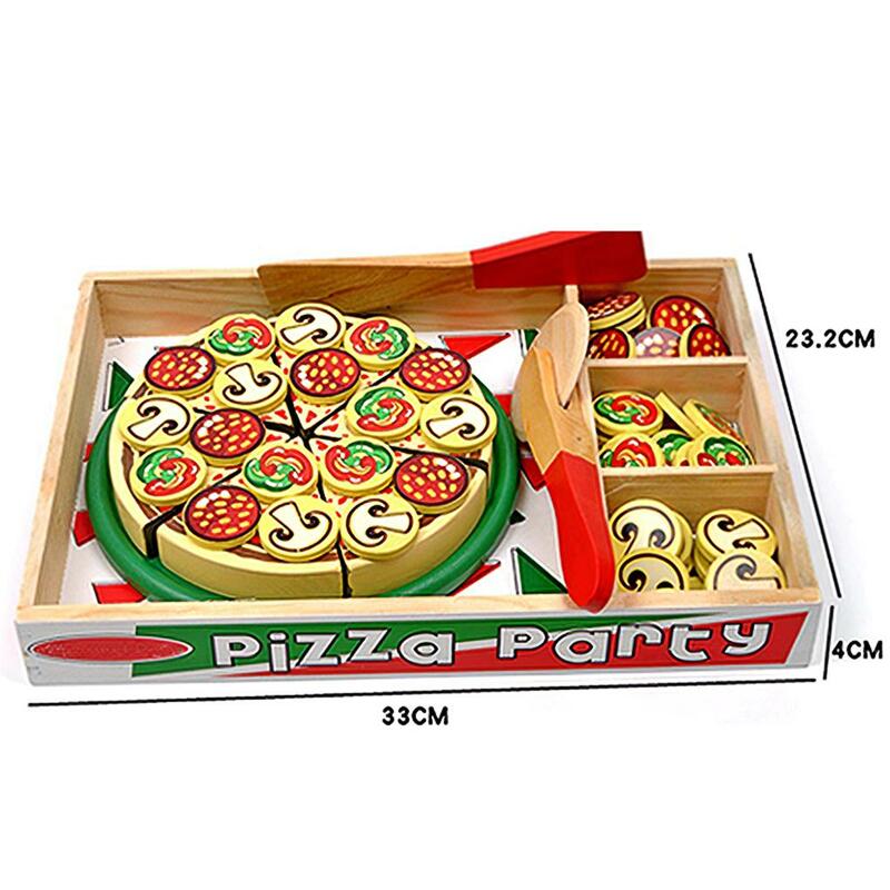 Wood Pizza Toy Educational Food Set Simulation Kids Children Pretend Early Education Party Supplies Building Block