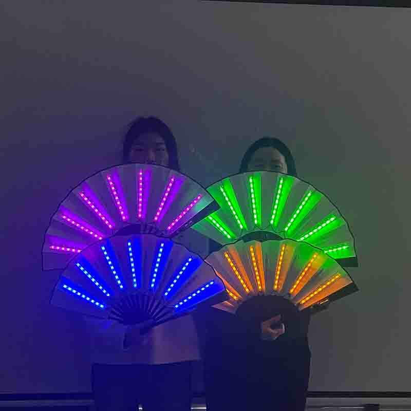 Ventilateur LED Pliant Fluorescent 3V, pour Spectacle de Nuit, DJ, Bar, Boîte de Nuit, Cadeaux, Décoration, Coloré