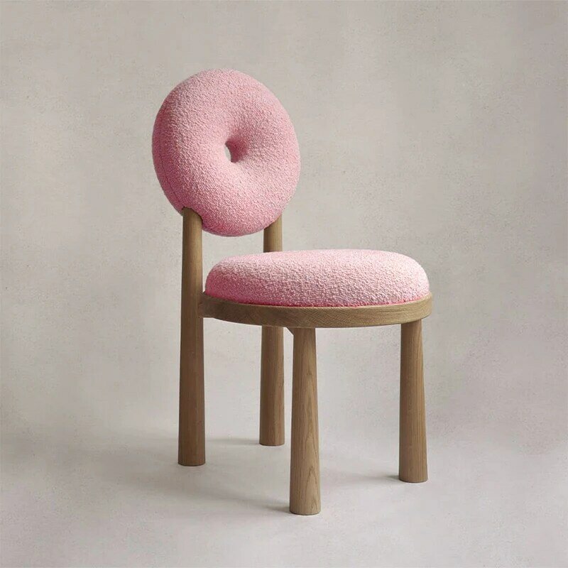 Chaise de maquillage ronde en velours de mouton, chaise de chambre à coucher, chaise de café