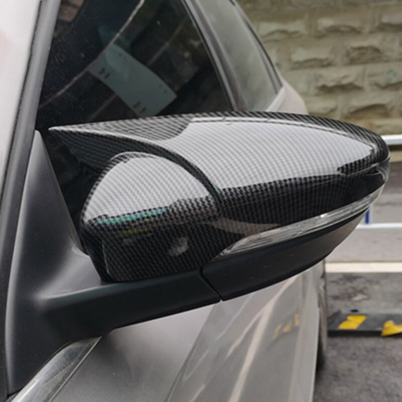 Tampa do espelho retrovisor do carro fibra carbono, estilo chifre para Skoda Octavia, 2021