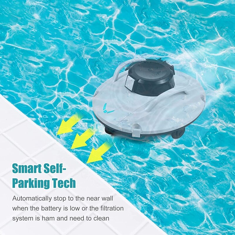 Robot Pool Cleaner Cordless with LED Indicator Robot Vacuum Cleaner Automatic Cleaning Machine for Swimming Pool