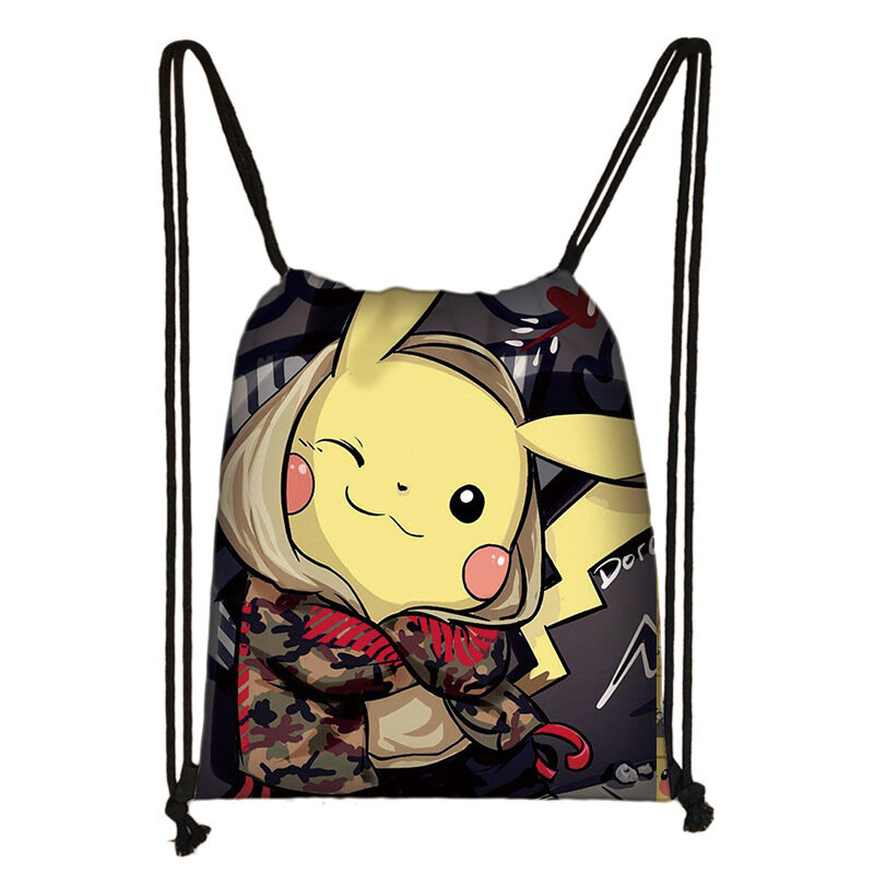 Anime Pokemon Kordel zug Taschen Tasche Monster Pikachu Reise Aufbewahrung taschen Jungen Kinder Rucksack Baumwolle Stoff Taschen
