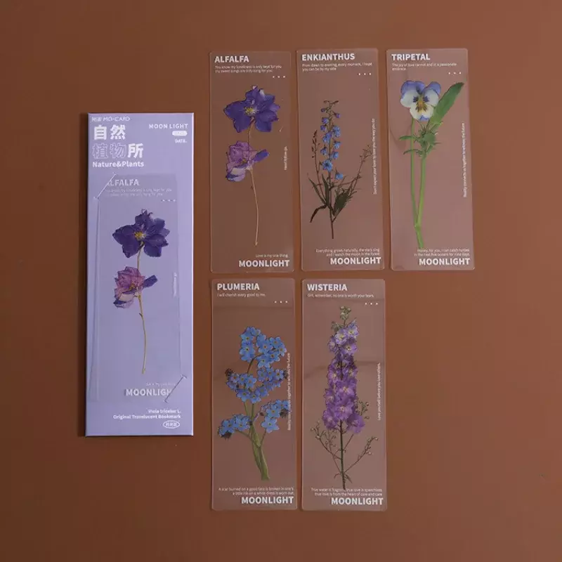 5Pcs Flower Series Bookmarks for Books PVC Book Mark Page Marker Cute Stationery Student School Supplies