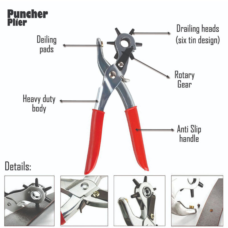 Leather Belt Hole Puncher Eyelet Hole Puncher Revolve Sewing Machine Bag Setter Tool Watchband Strap Household leathercraft