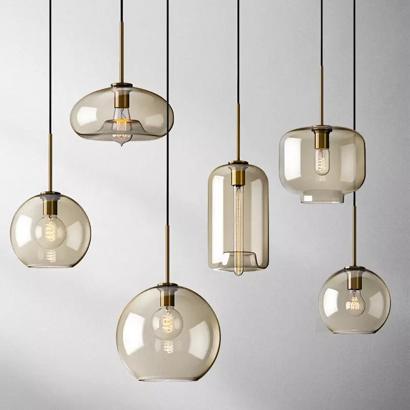 Modern Nordic hanging loft  Glass lustre Pendant Light industrial decor Lights Fixtures E27/E26 for Kitchen Restaurant Lamp