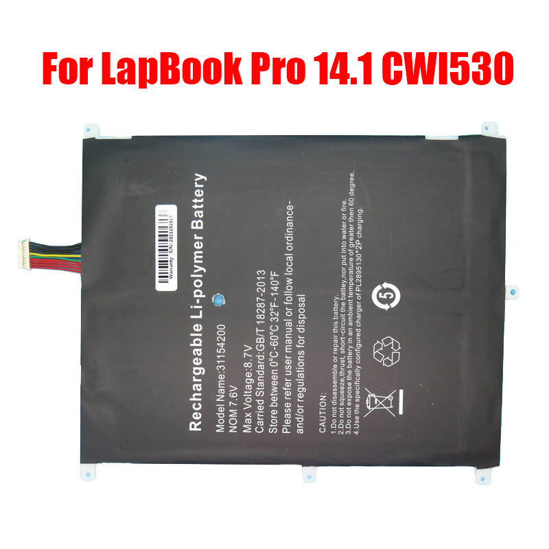 Nouvelle batterie de remplacement pour ordinateur portable pour Chuwi pour LapPlePro 14.1 CWI530 31152196P CLTD-31152196 Compatible 2969165-01 7.6V 5000MAH