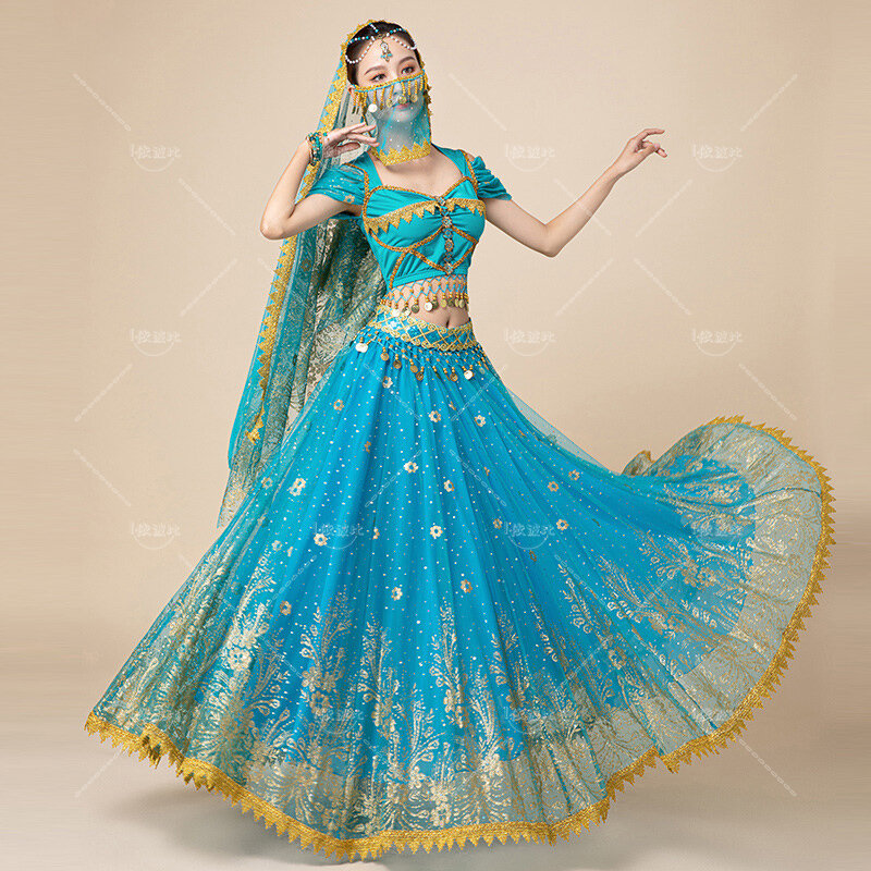 Dança do ventre feminino conjunto superior, Indian Halloween roupas, Bollywood roupas