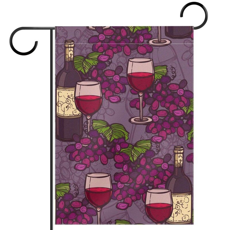 Drapeaux de jardin de peinture de fruits d'interconnexion double face, vigne, raisins, sensation de jardin, décor de pelouse d'arrière-cour, terrasse de ferme, balcon