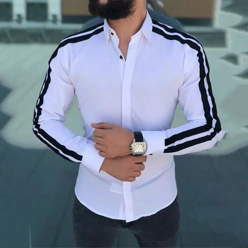 Men's Suits Office Shirt Tops Striped Lines Casual Outdoor Streetwear Spring Summer Premium Soft Material Plus Size 2023