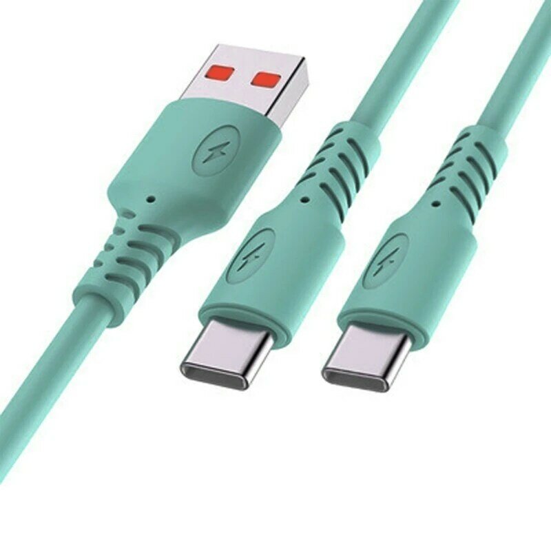 2in1 USB Zu Dual Typ C Männlichen Kabel Silikon Handy USB C Ladekabel Typ C Ladegerät Linie für handys