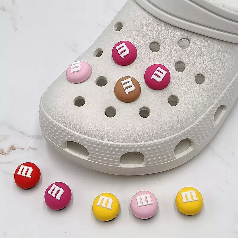 Single Sale 1Pcs Colorful Chocolate Beans PVC Shoe Charms Accessory Shoe Upper Pins Buckle Decorations Badge Kids Gifts