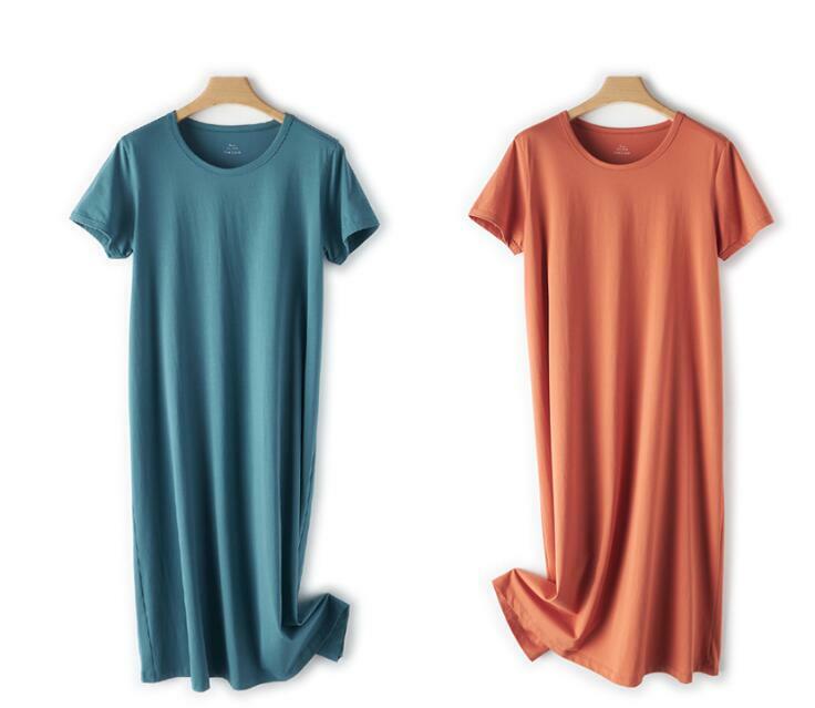 2024 New Women Solid color dress loose length dress Free Size