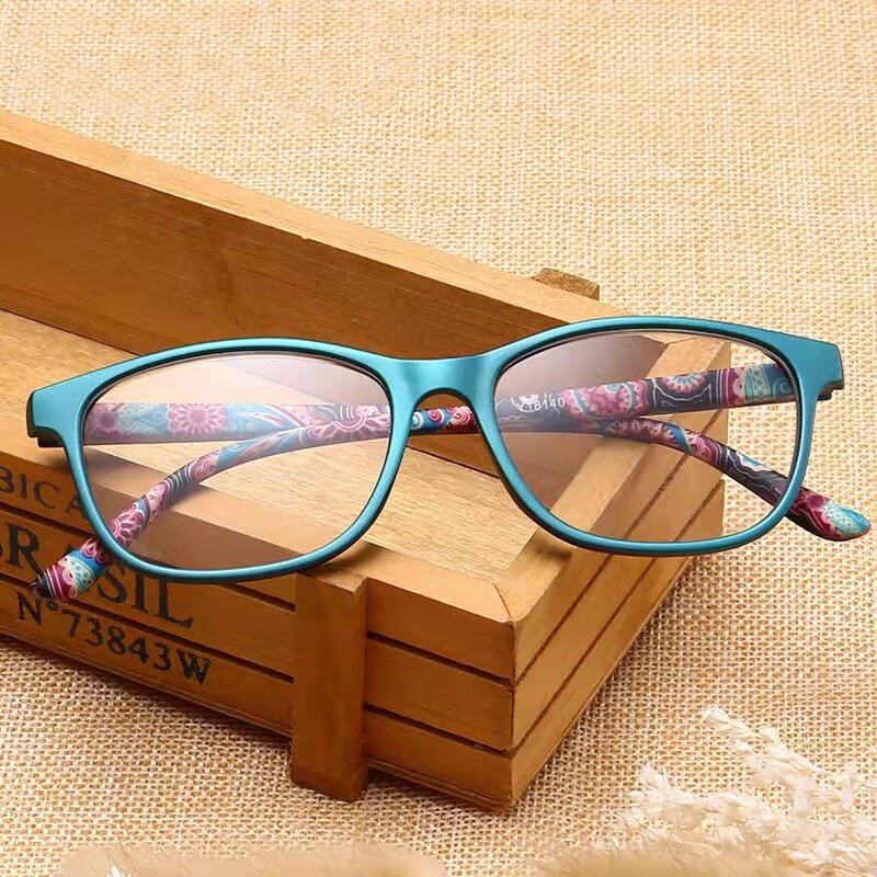 Modne damskie okulary do czytania z żywicy z kwiatowym nadrukiem czytają okulary powiększające prezbiopowe okulary + 1.0 ~ + 4.0 okulary do czytania damskie