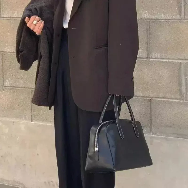 Bolsas de couro genuíno para mulheres, bolsa monocromática, designer de moda de luxo, Boston Bag, alta qualidade