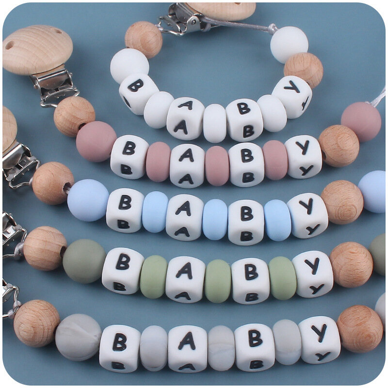 Customized Pacifiers Chain Leashes Handmade Silicone Baby Pacifier Clips Bracket Holder Nipples Toddler Toys Babies Shower Gift