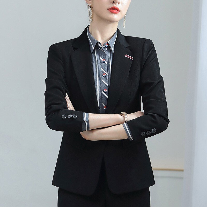 Casaco feminino de terno de escritório, moda primavera e outono, blazers de lazer, novo, 2024