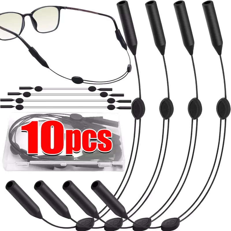 1/10ชิ้นซิลิโคนอเนกประสงค์ปรับได้แว่นตายึดพอดีแว่นตากันแดดกีฬายึดสายรัดนิรภัย unisex ที่จับแว่นตา
