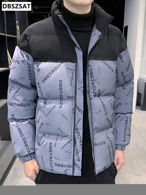 2023 New Men's Winter Jacket Warm Parka Fashion Patchwork Letter Print Windproof Thick Thermal Casual Coat Plus Size 6XL 7XL 8XL