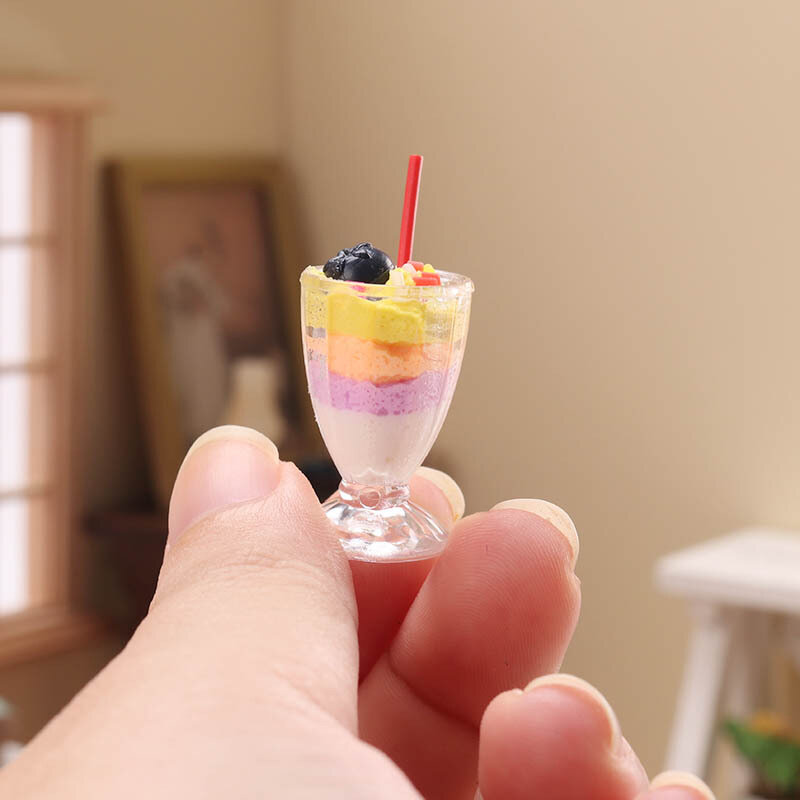 1:12 Dollhouse miniatura mirtillo coppa gelato modello cucina accessori alimentari per la decorazione della casa delle bambole bambini finta gioca giocattoli regalo