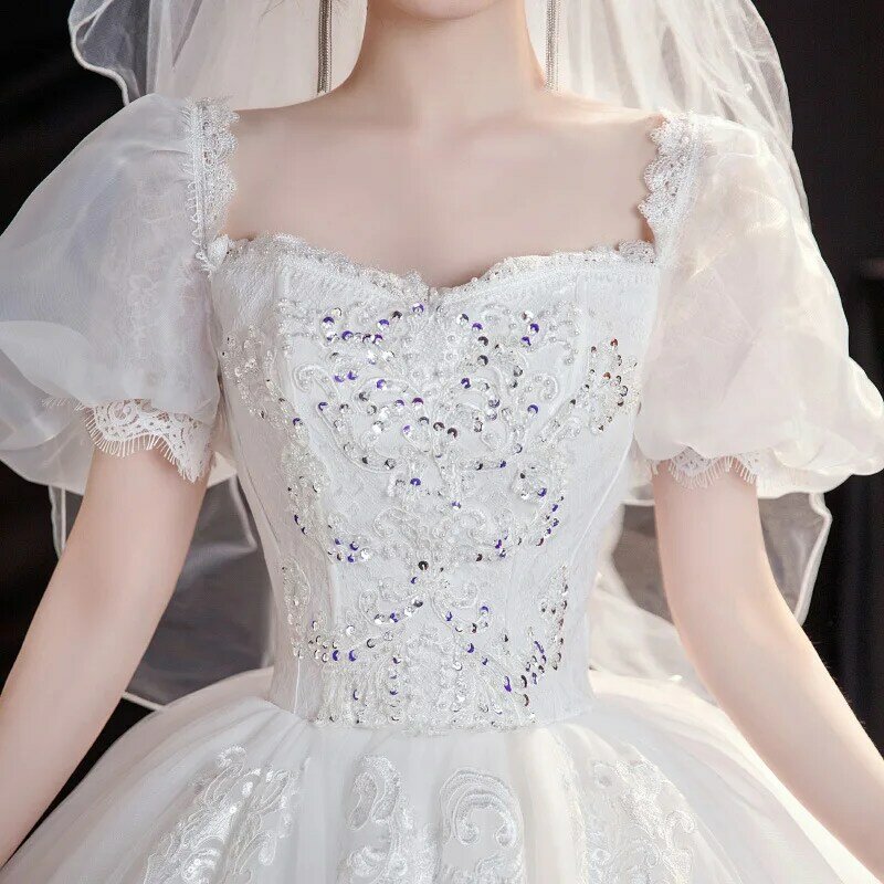 Wedding Dress The Bride's New Trail is Simple and Elegant Princess Style French Light Wedding Dress