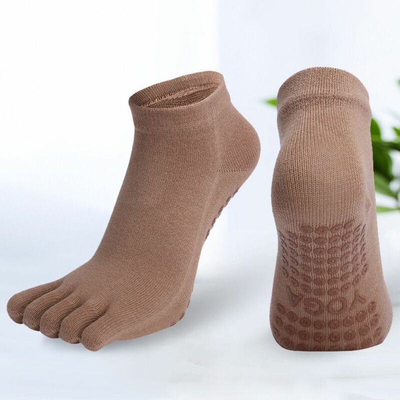 Calcetines de algodón grueso para mujer, medias de cinco dedos, antideslizantes, para Yoga y baile