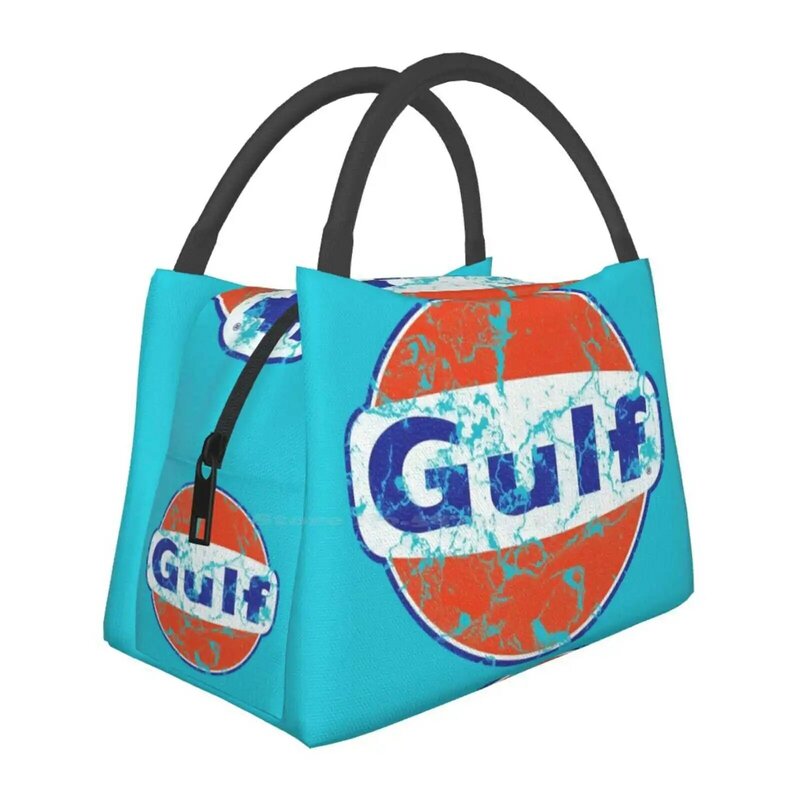 Gulf Oil Distressed Retro Classic Artwork Image Portable Lunch Bag New Thermal Insulated Lunch Tote Gulf Oil Girls Feminine