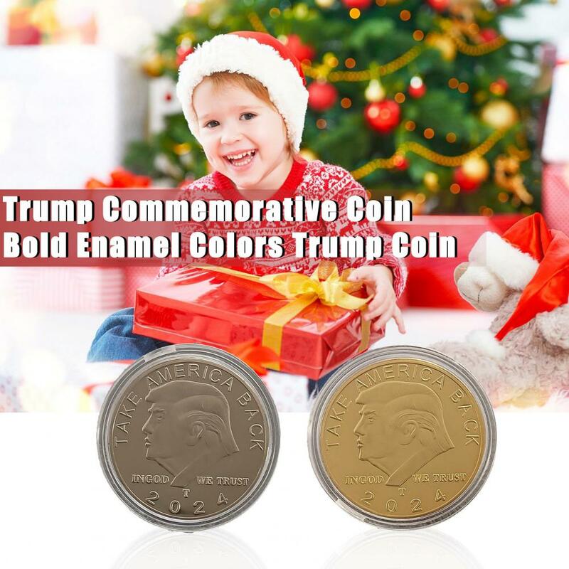 Retrato de cabeza de presidente de moneda conmemorativa, colección de pulido inoxidable 2024, regalo de vacaciones, moneda de Trump, moneda de recuerdo presidencial