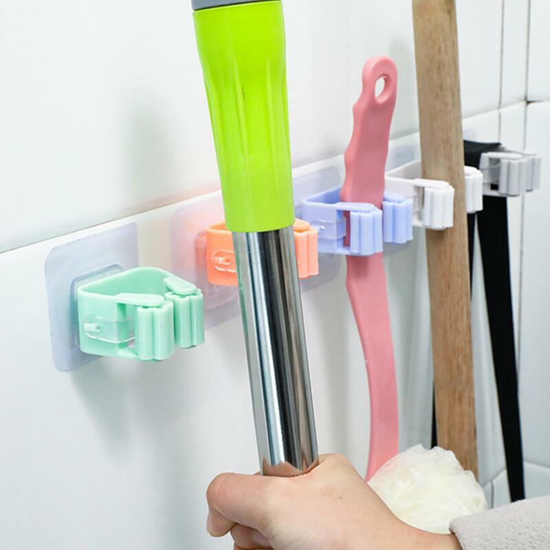 Multi-Purpose Mop Hook จัดเก็บแปรงแปรงไม้กวาดสนับสนุนแขวนสำหรับห้องครัวห้องน้ำ Self-กาวแม่บ้านบนผนัง