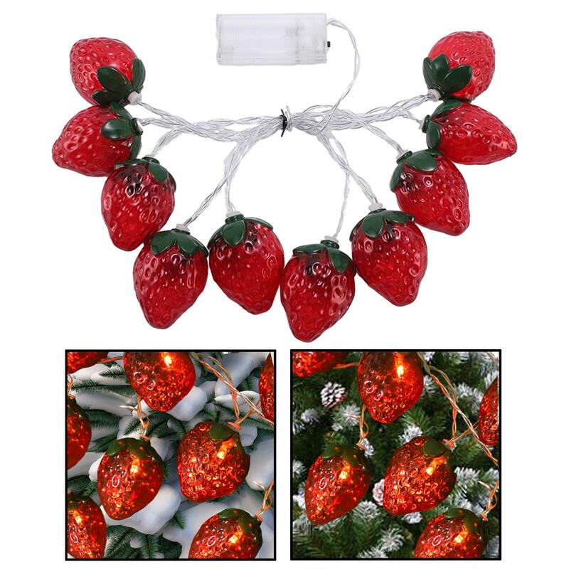Fruit Strawberry String Lights 200cm 10 LEDs Cute Lights Decorative for Children Room Holiday Bedroom Home Indoor Outdoor