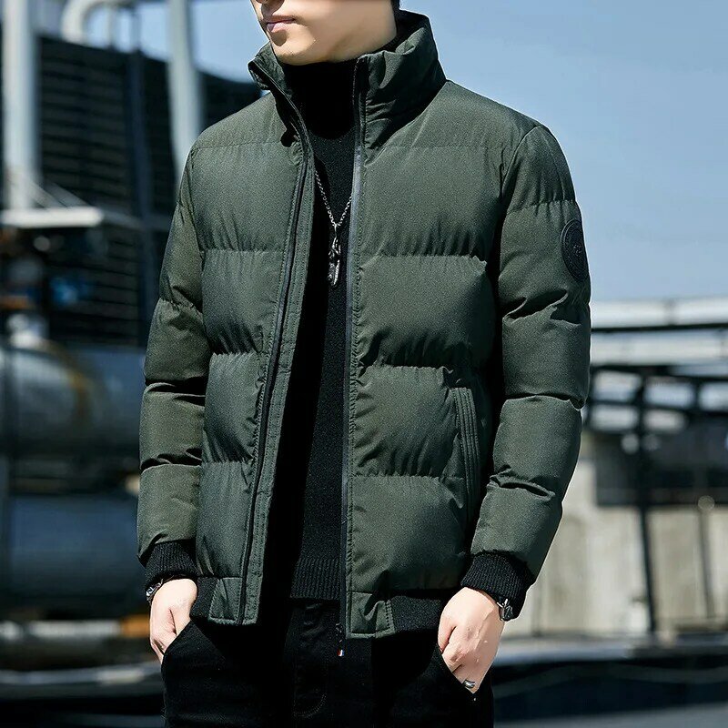 Chaqueta acolchada de algodón para hombres de mediana edad y jóvenes, chaqueta gruesa y cálida de gran tamaño con cuello alto, invierno, 2022