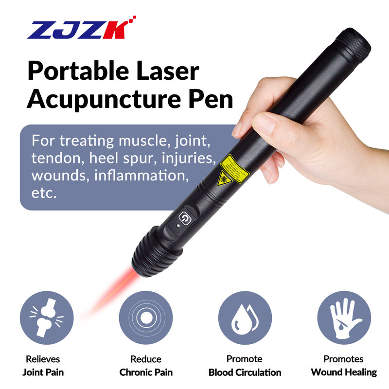 ZJZK 200mW 650nm terapia zimnym laserem długopis do akupunktury masaż punktowy dla zwierząt domowych leczenie bólu
