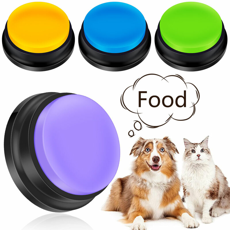 4 pçs botão de comunicação do animal de estimação do cão botão de treinamento buzzer voz gravável claro falando brinquedo interativo