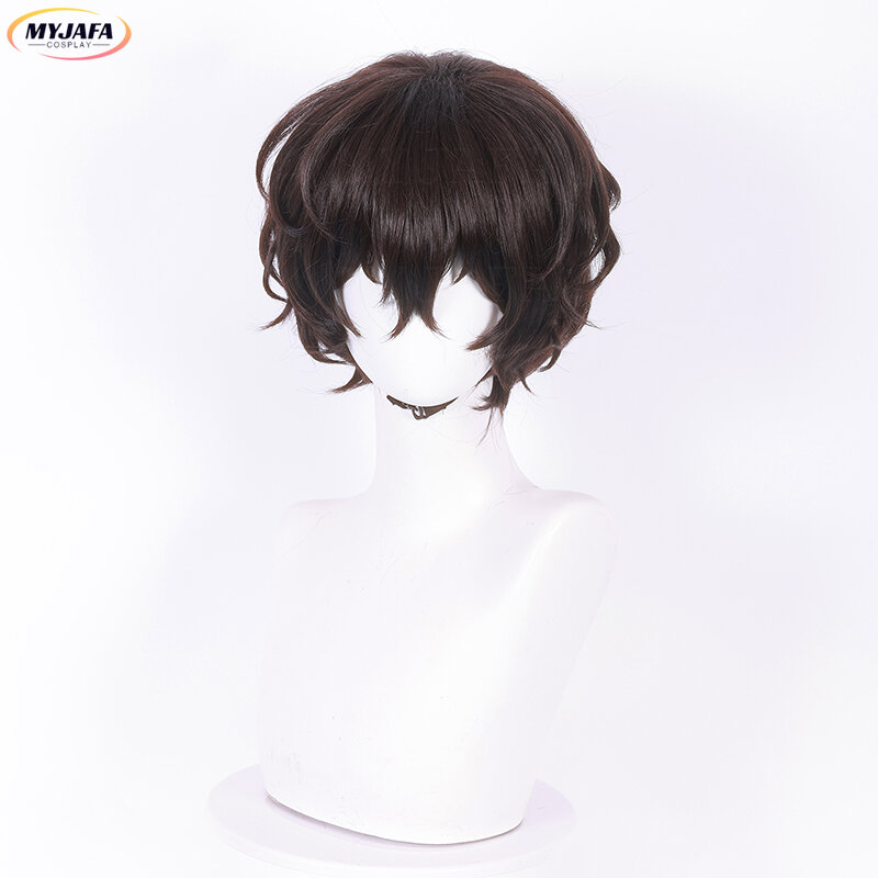 Wig Cosplay Dazai oadu kualitas tinggi Cosplay Anime Wig rambut sintetik tahan panas coklat pendek + topi Wig