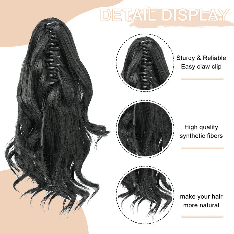 Short Ponytail Extension Synthetic Claw Curly Wavy Clip in Hairpiece Ponytail Hair Extension Short Pony Tail Synthetic for Women