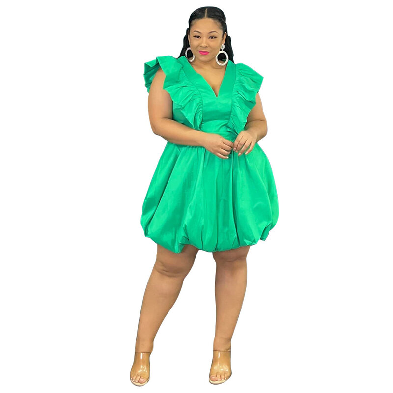 Mini robe en polyester à col en V pour femmes africaines, robes africaines élégantes, noir, rose, vert, bleu, blanc, été, 2023