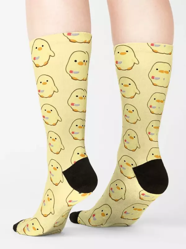 Duck with Knife Socks crazy Stockings heated Male Socks Women's
