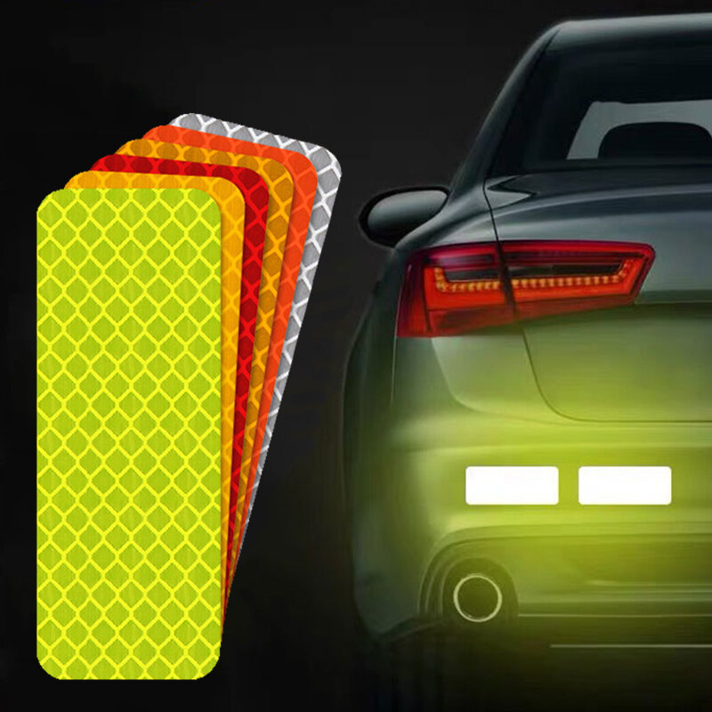 Pegatinas reflectantes de colores para parachoques de coche, cinta de advertencia reflectante segura, calcomanías de estilo automático, 10 piezas