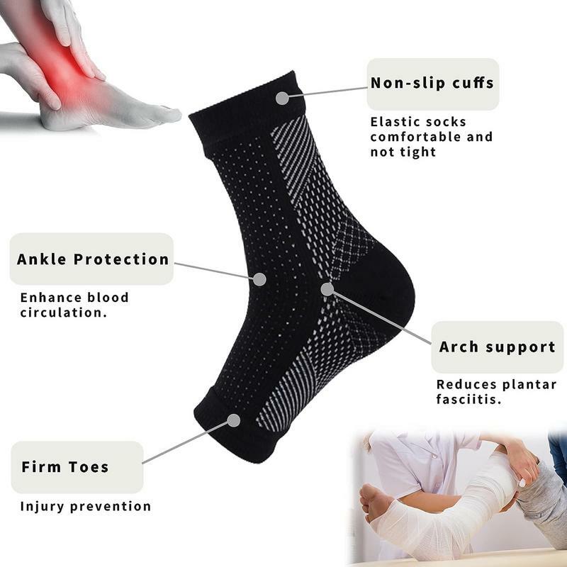 Meias de apoio do tornozelo para homens e mulheres, antifadiga, alívio da dor, meias de compressão, esporte, corrida, ioga, meia cinta, 1 par