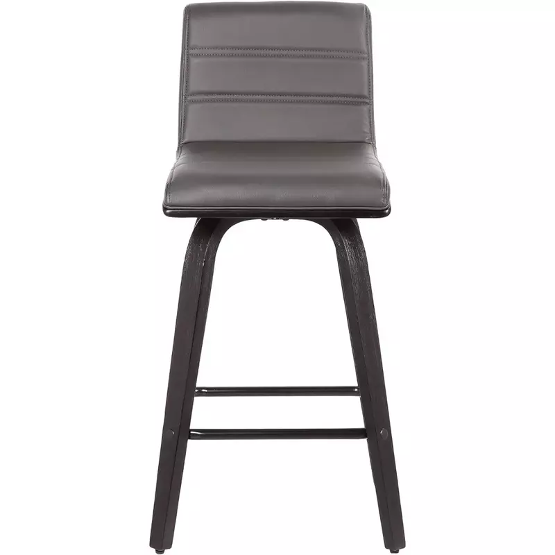 Bar Chair, Counter Height Barstool Brushed Wood Finish Faux Leather, 26" Counter Height, Bar Chair