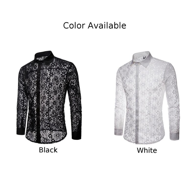 Men\'s Shirt Shirt Button Down Collared Night Club Polyester Sexy Solid Color Four Seasons Fashion Hot Stylish