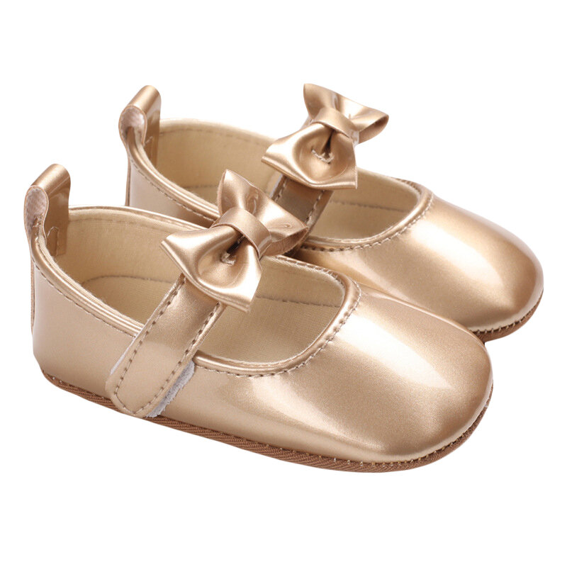 Sepatu datar bayi perempuan, Moccasinss sol lembut lucu simpul kupu-kupu PU kulit sepatu pertama berjalan musim semi musim panas sepatu putri
