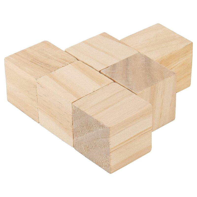 100 buah 1X1X1 inci blok kayu alami blok kayu belum selesai untuk kerajinan DIY