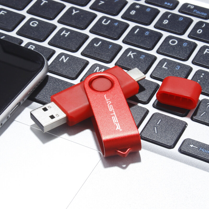 JASTER chiavetta USB girevole rossa 128GB articoli di spedizione gratuiti 2.0 TYPE-C chiavetta USB 64GB 32GB 16GB 8GB Pen Drive regalo creativo