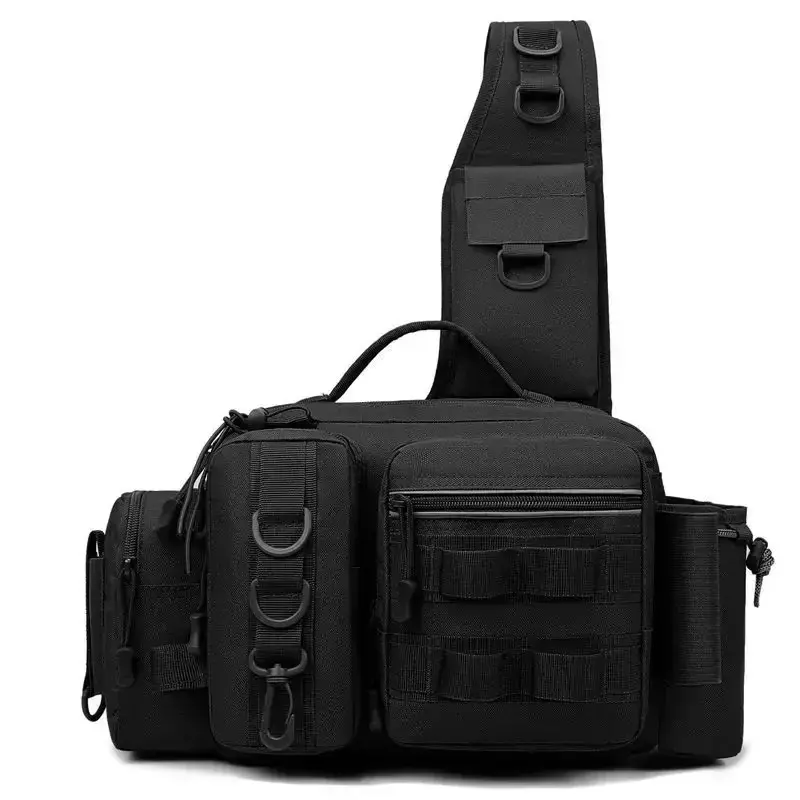 Waterproof Nylon Pesca Combater Bag, Multi bolso Shoulder Pack, iscas engrenagem Reel, Outdoor Sports Toolbox Armazenamento, 600D